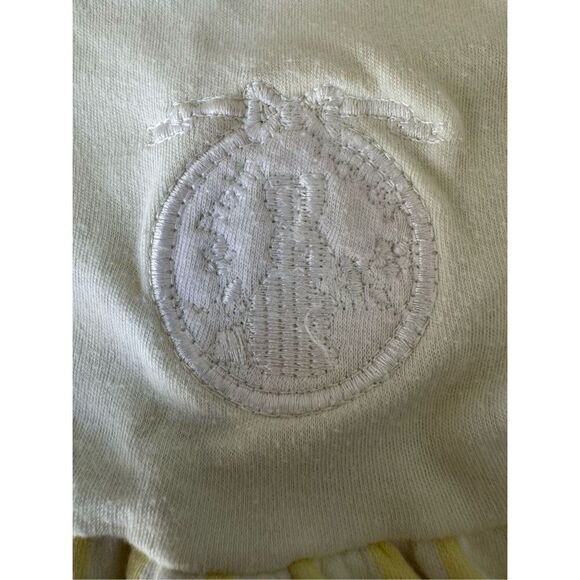 Vintage yellow 0-6 month romper peter pan collar retro button up bodysuit shorts - Picture 2 of 5